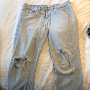 Boyfriend pin striped ripped Madewell jeans